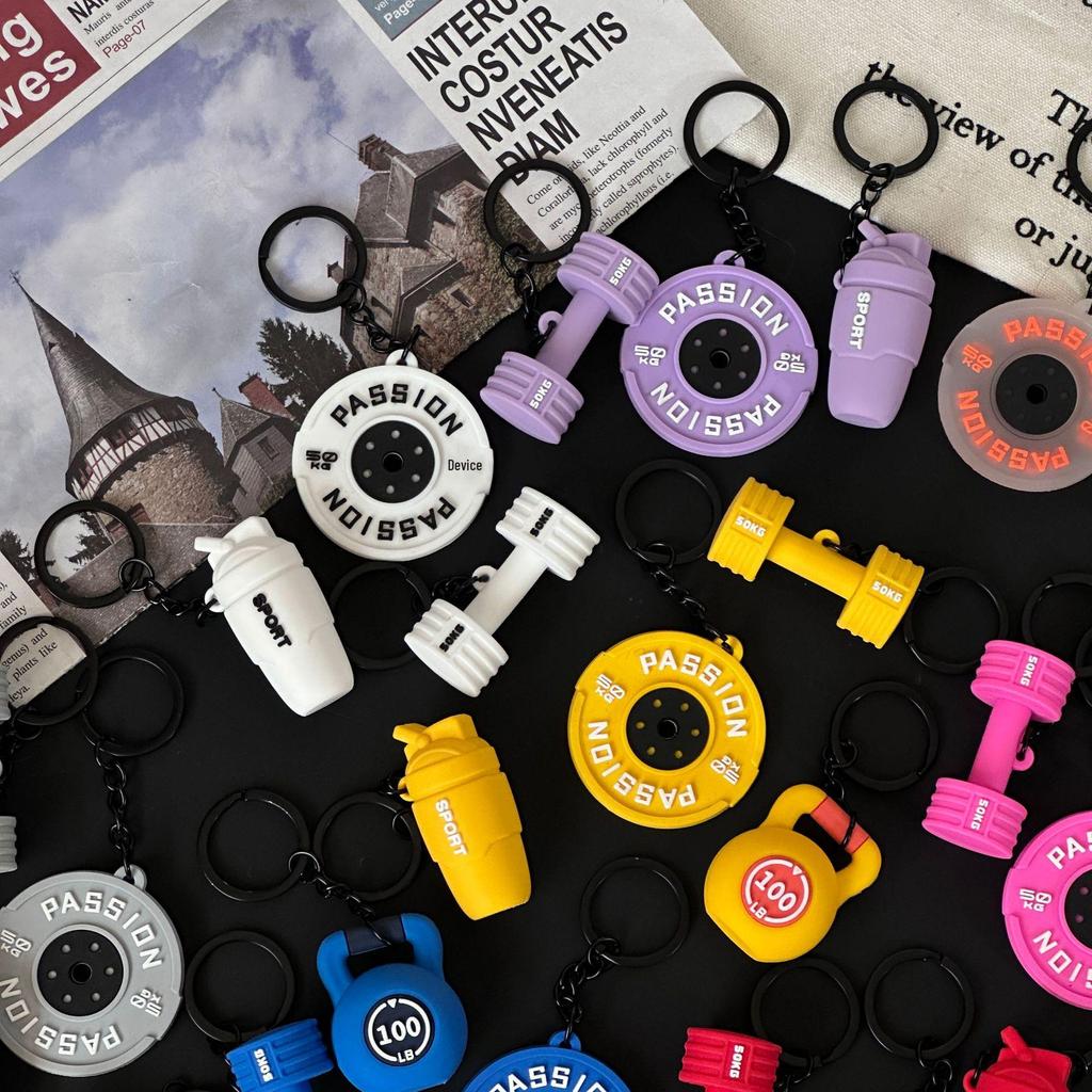 Fitness Series Gummi-Schlüsselanhänger: Hantel- & Kurzhantel-Anhänger für Geschenke