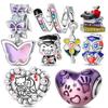 100% Copper Heart Family Charms Bead Pumpkin Pave Zircon Pendant Fitoriginal Bangle Bracelet Jewelry Gifts Making