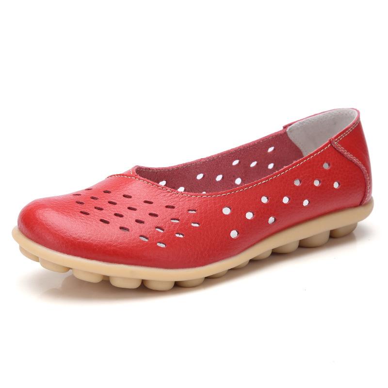 Damen Freizeitschuhe aus Leder mit Aussparungen und weicher Sohle für Winter und Herbst
