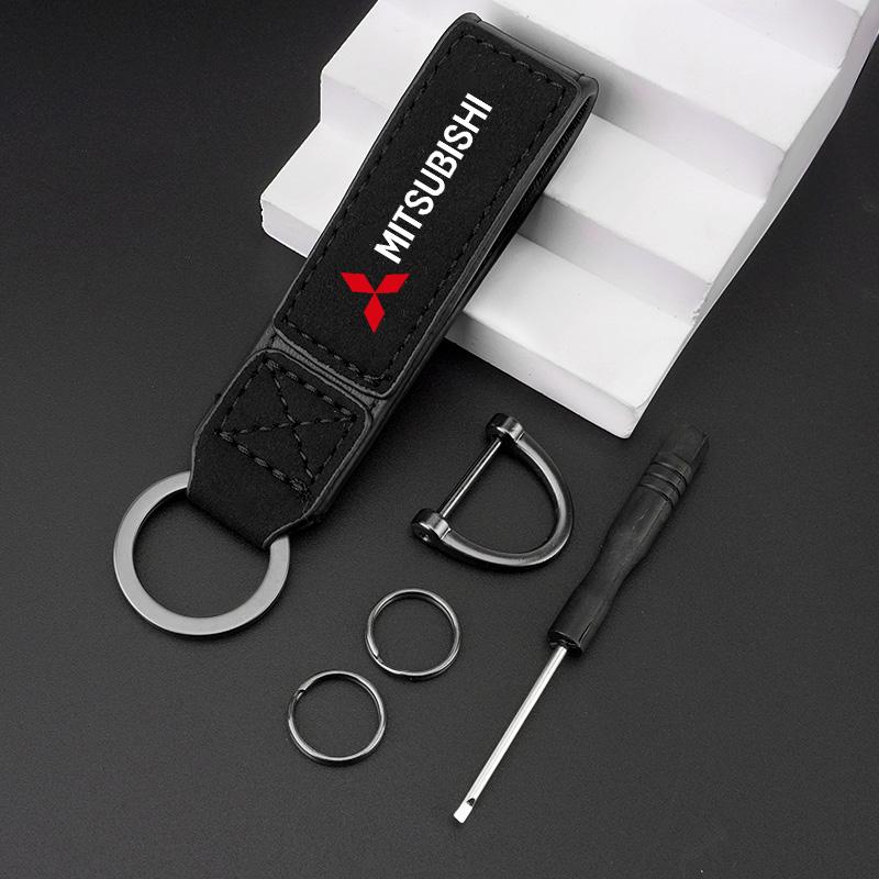 Cxbkdv1 New Suede Leather Anti-Lost Car Key Chain Pendant Buckle For Mitsubishi Eclipse Lancer Outlander Pajero ASX Colt Space Triton Ex