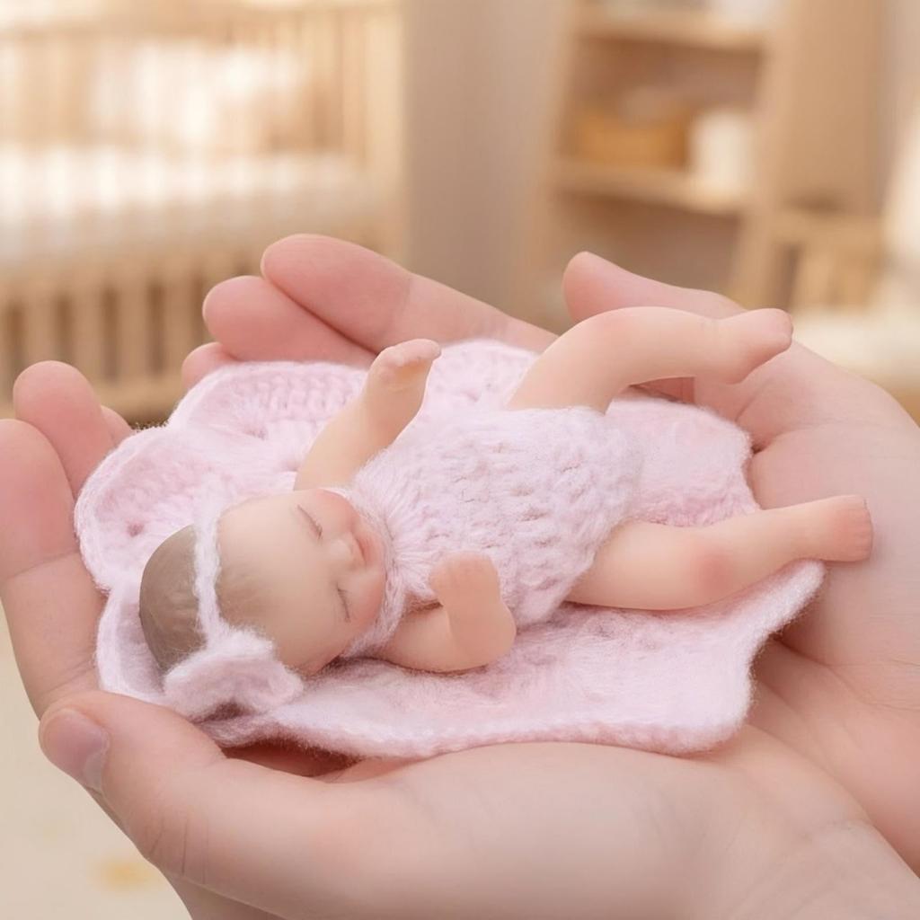 Cloveray 5-inch (12cm) Reborn Doll, Silicone, Full Body, Realistic Baby Doll, for Collection, Gift & Art (Pink)