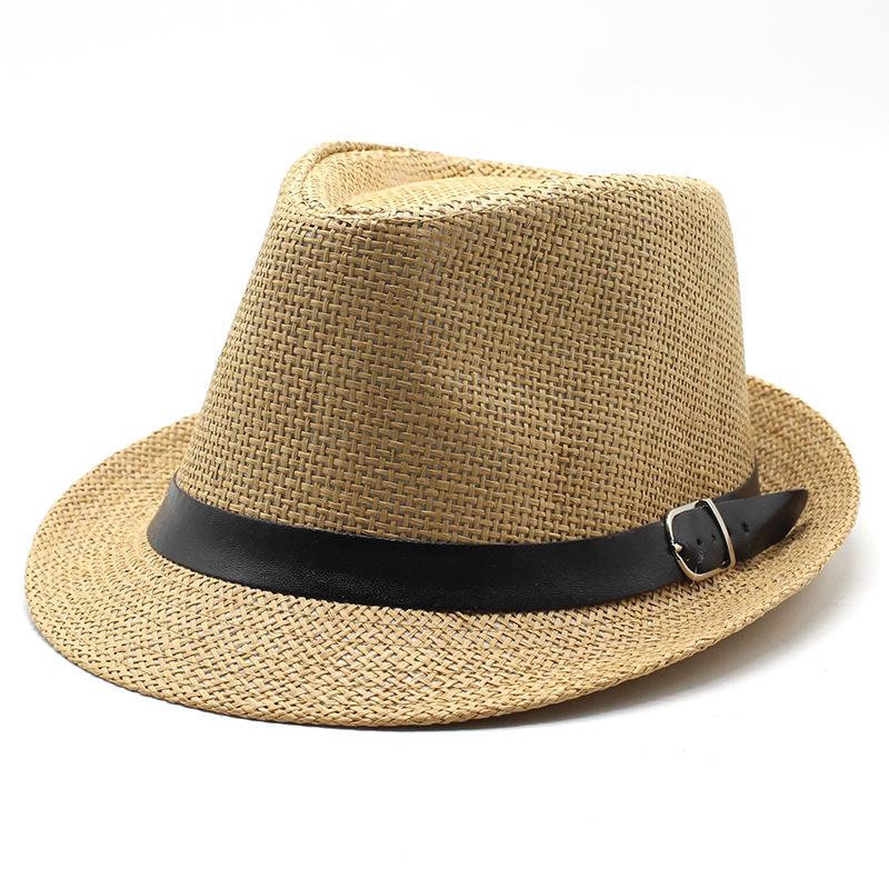 Summer Straw Hat, Beach Hat, Summer Straw Woven Belt Top Hat, Crimped British Hat, Jazz Hat, Men'S Custom Seaside Sun Hat