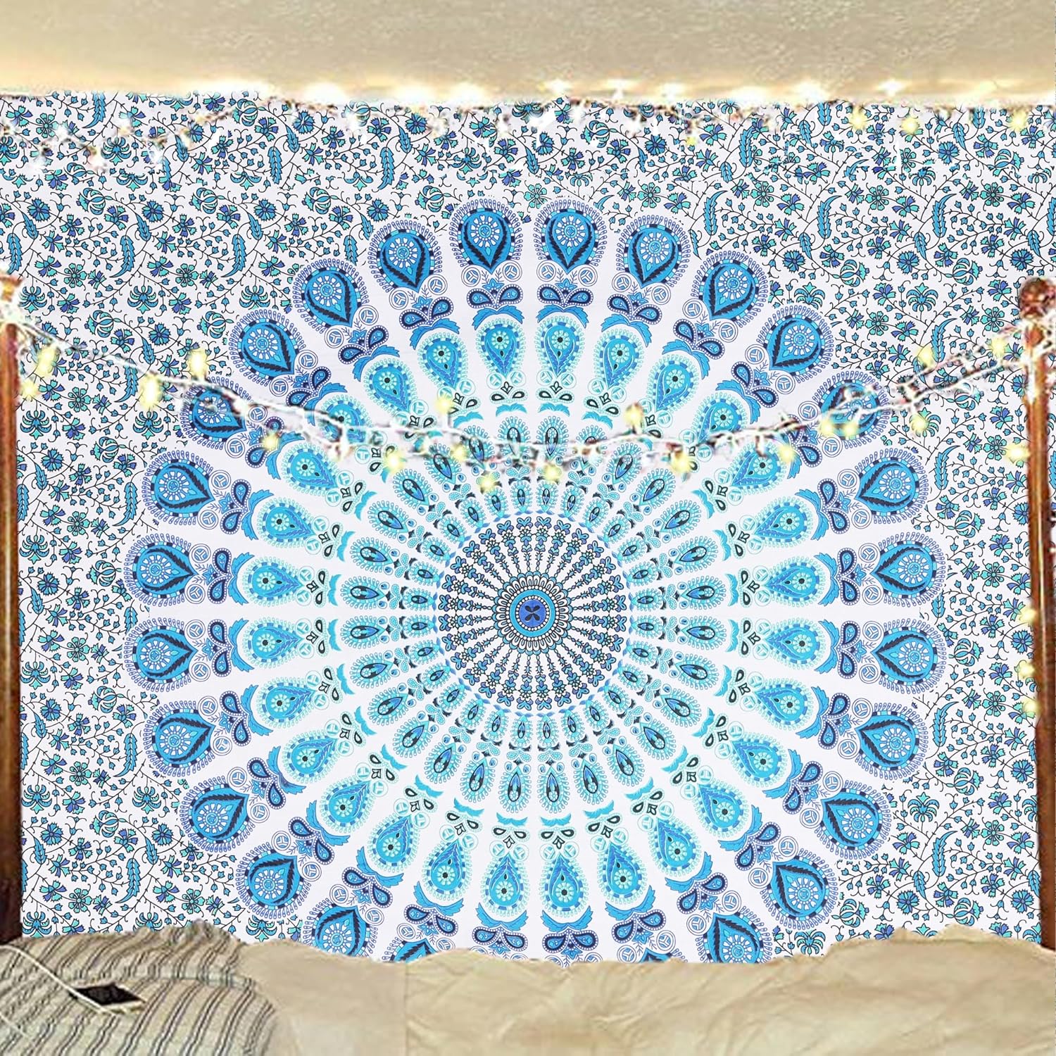 

Индийский хиппи, богемный психоделический мандала, настенное постельное белье, гобелен 30X40 inch небесно-голубой