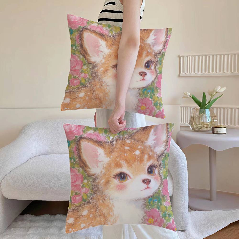 Oil painting style Anime Pillow Case Anti-dustmite Pillowcase Invisible zipper silky Sofa cushion cover