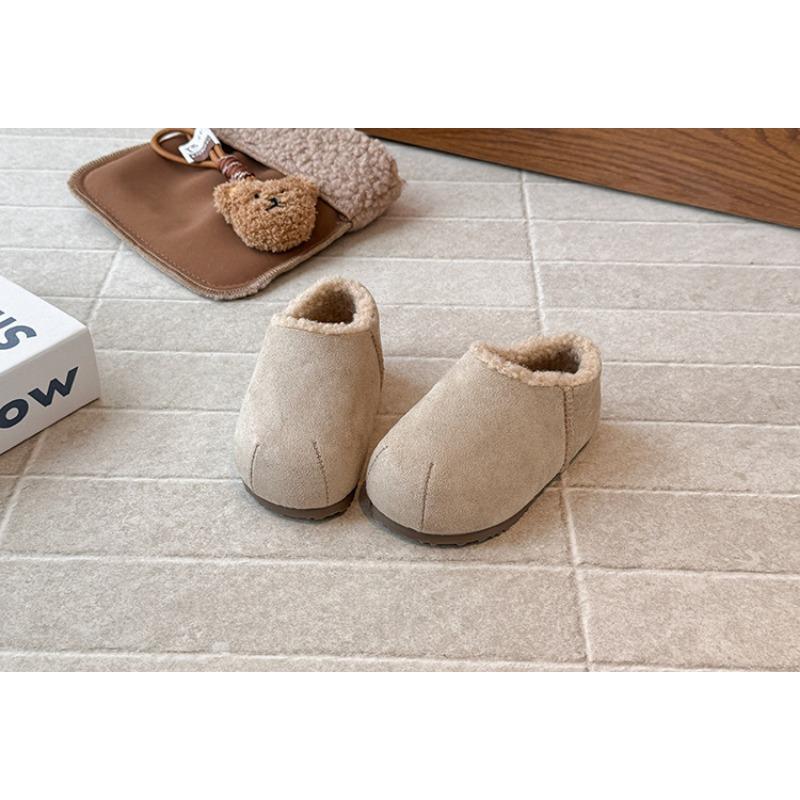 Unisex Kids Warm Fleece Lined Solid Fur Casual Winter Shoes For Boys And Girls
