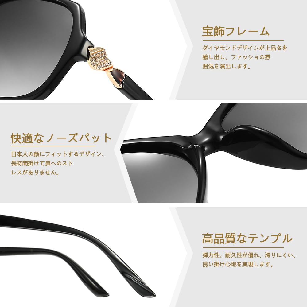 Óculos de Sol FEISEDY Polarizados com Pedras UV400 Emagrecedores para e Indo B1086 Femininos, Estilosos, Grandes, Armação, Proteção, Rosto, Dirigir, Viagem, Saída,