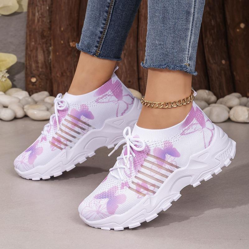 Women's shoes wind heightening casual shoes butterfly pattern flying woven single shoes TEMU sports shoes platform dad shoes