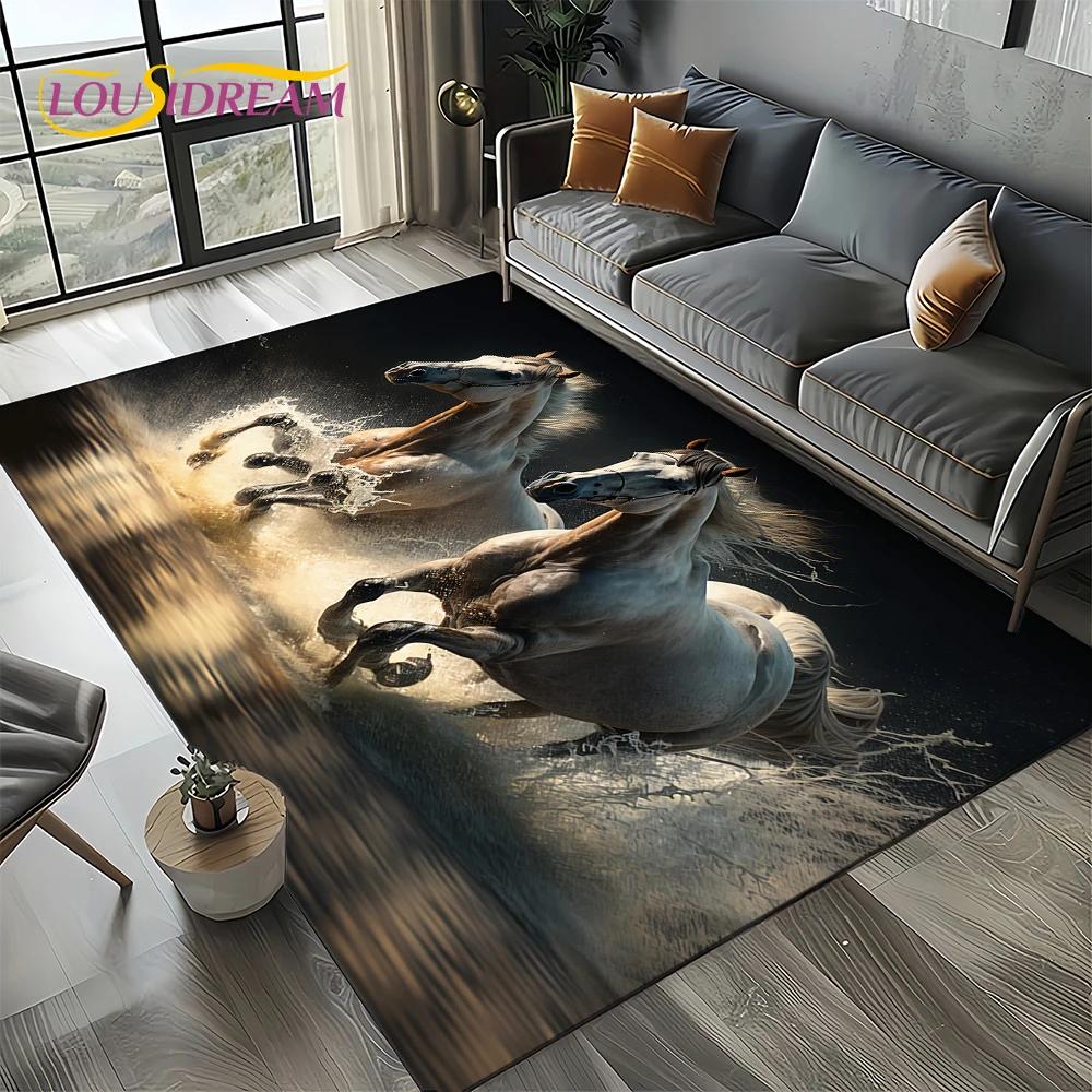 27 Style Horse Pentium Gallant Steed Animal Carpet Rug for Living Room Bedroom Home Sofa Decoration,Area Rug Non-slip Floor Mat