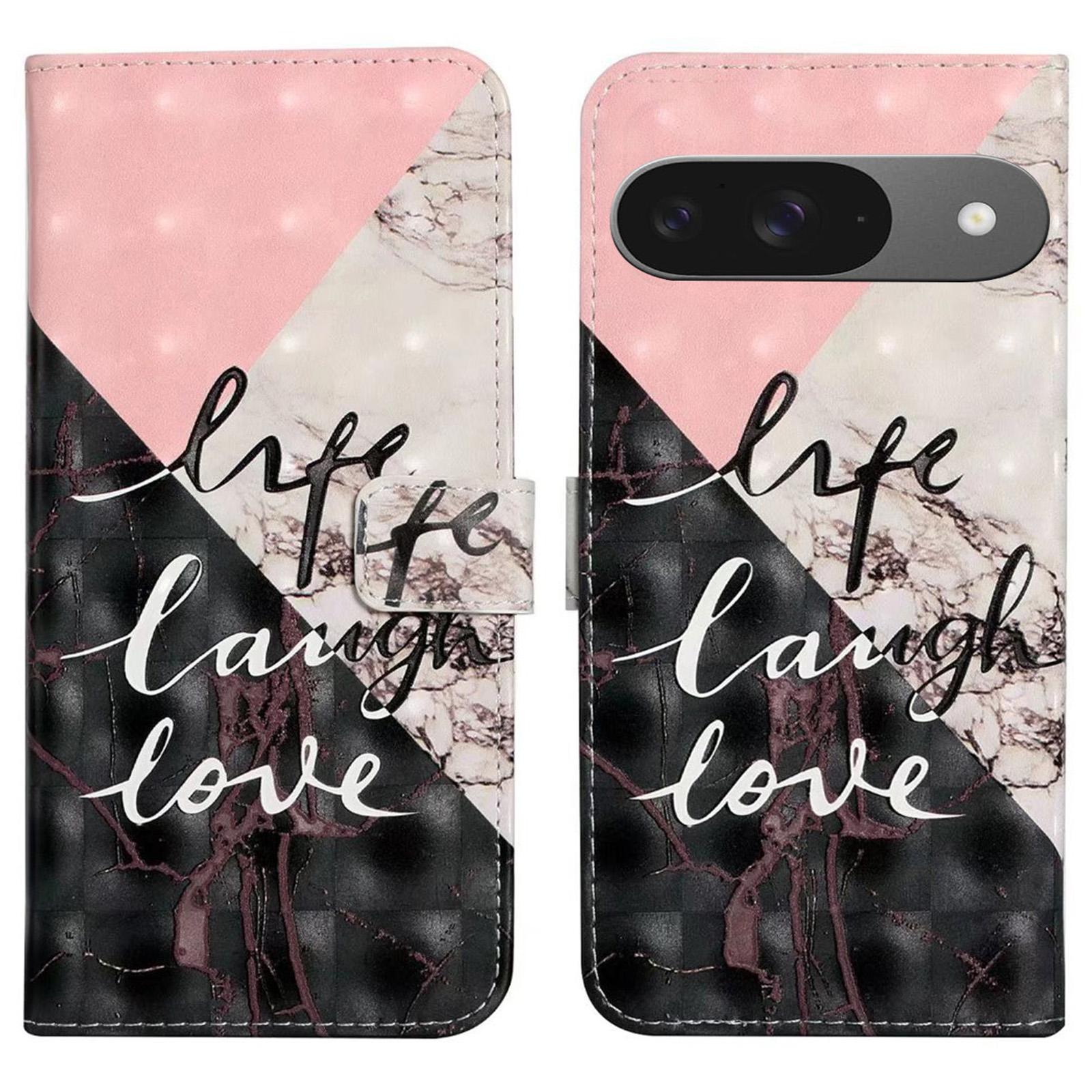 

For Google Pixel 9/Pixel 9 Pro Case 3D Creative Pattern PU Leather Stand Phone Cover A