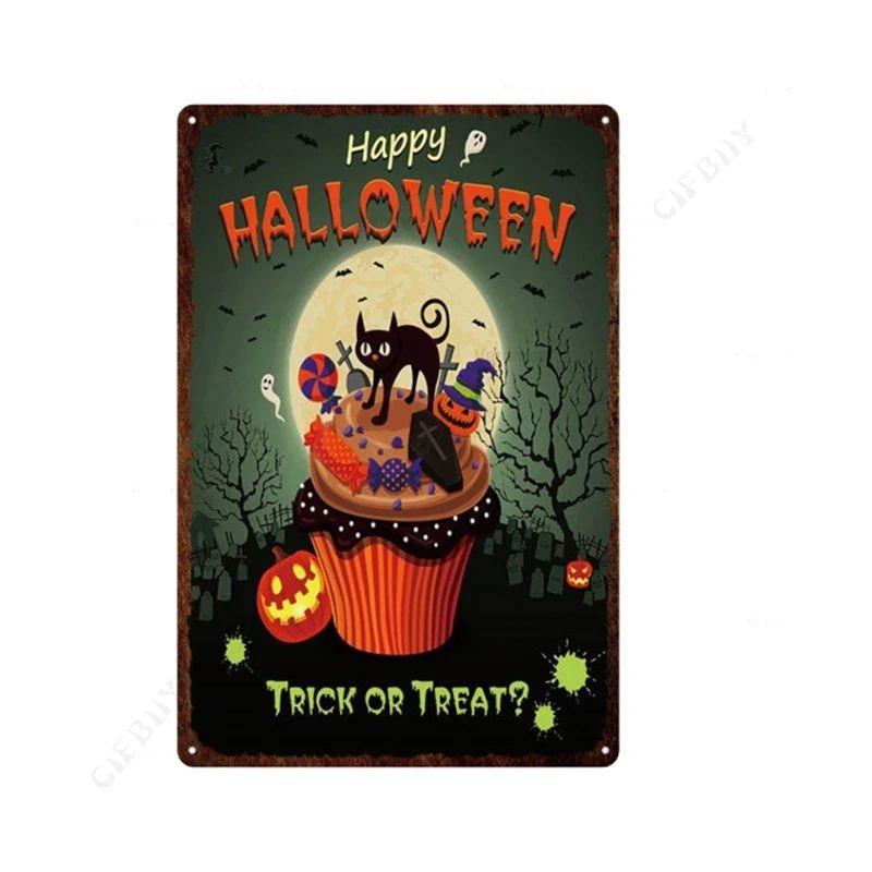 Halloween Metal Sign with Pumpkins, Fall Decor 20x30 Cm