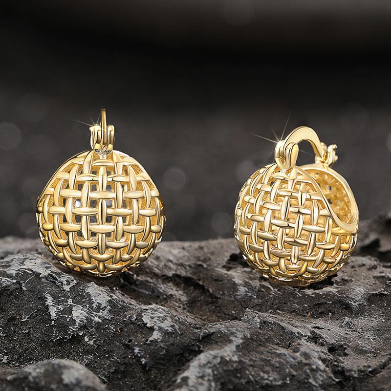 

CAOSHI Personalized Woven Ball Design Hoop Earrings Two Color Available Metal Style Gorgeous Engagement Accessories for Women