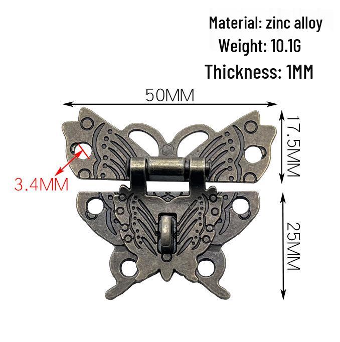 Antik grön brons fjärilslås för trälådor och kistor