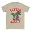 I Steal Hearts Trex Dino Cute Valentines Days T Shirt Unisexs Street Style Cotton TShirts Summer O Neck Hipster Tees Big Size Tops