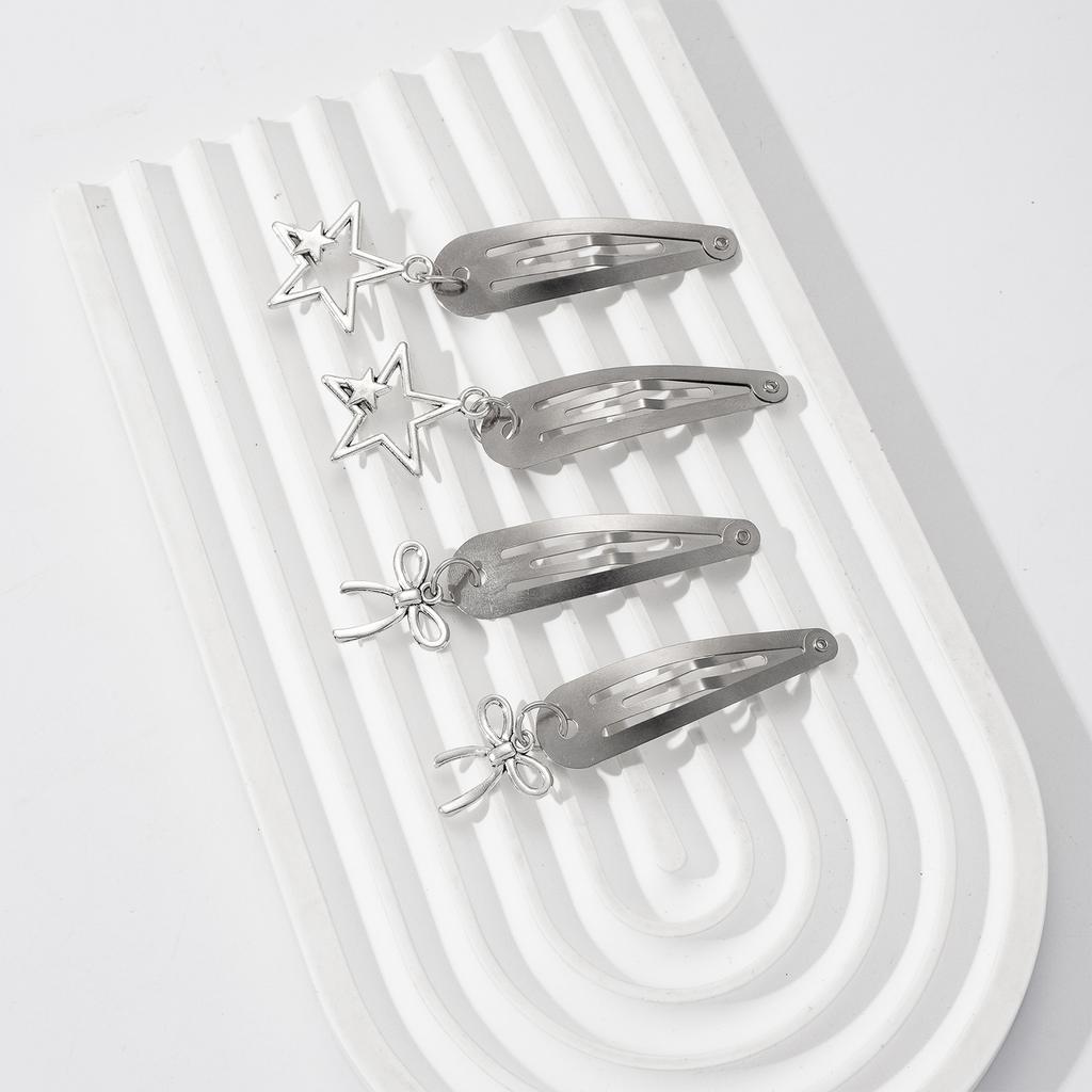 Y2K Metall Haarspange Personalisierte Retro BB-Spange mit Anhänger für Frauen Trendige Stern Schleife Element Haarspange Mädchen Haarschmuck