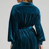 Autumn Winter Women's Velvet Lapel Shirt Dress, Long Button Front Dress with Lantern Sleeves, Comfortable Casual Blouse Style Maxi Dress