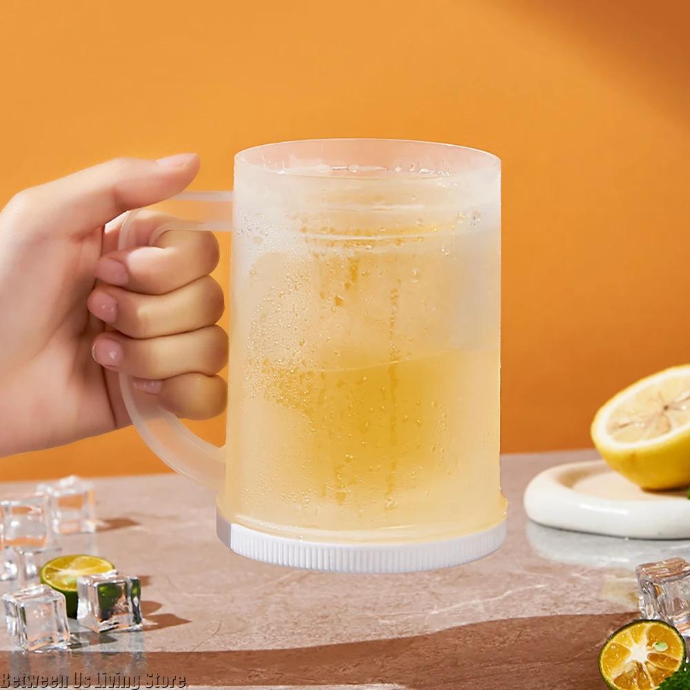 Tasse à Glace Double Couche Congélation Rapide Tasse à Bière Verres Transparents Sans Fuite Sans Dilution pour l'Été Chaud Maison