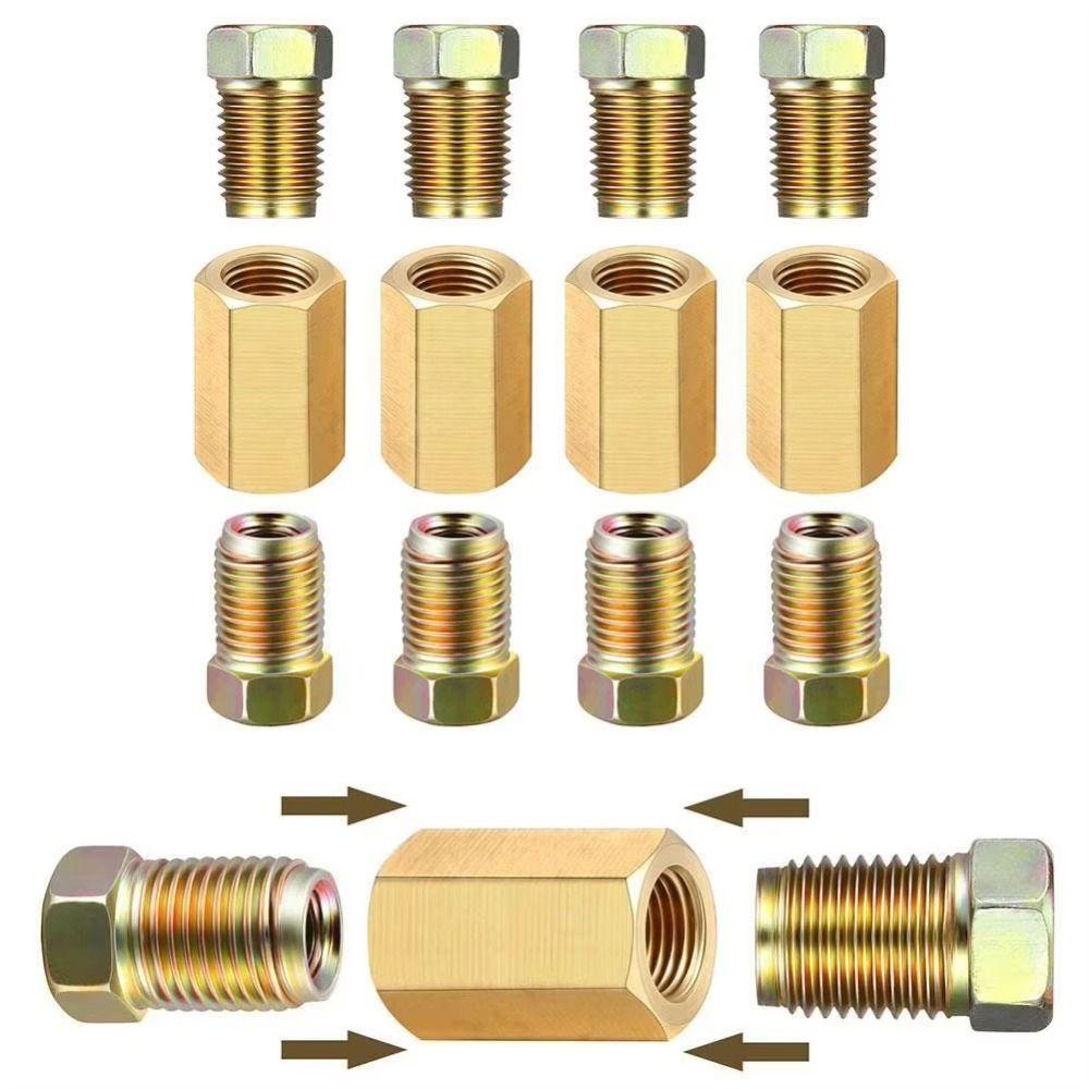 3/8 Inch-24 Threads Brake Hose Connector Hexagon Inverted Flare Fitting Brake Tube Fittings