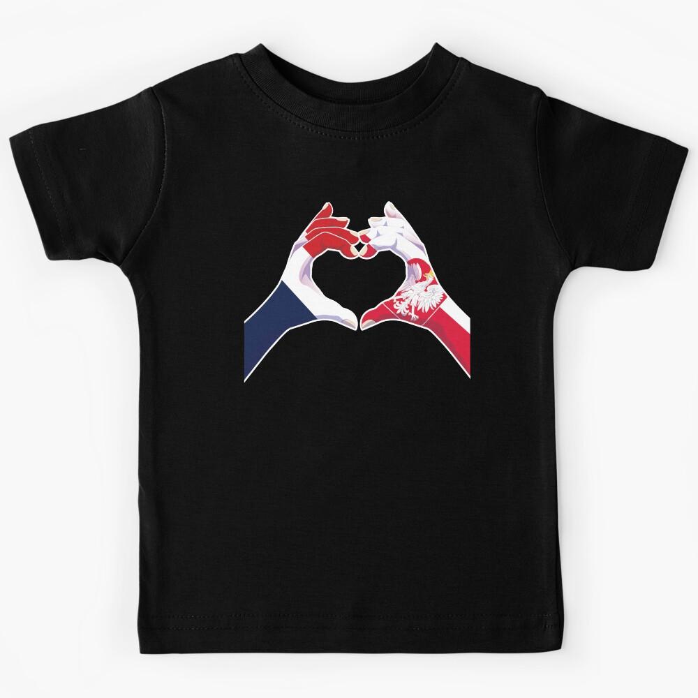 Poland Polish France French Love Heart Peace Kids T-Shirt 170