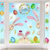 Easter Window Clings Decorations for Glass Easter Window Stickers Decal Large Bunny Stickers with Eggs Spring Door Wall Window Decor