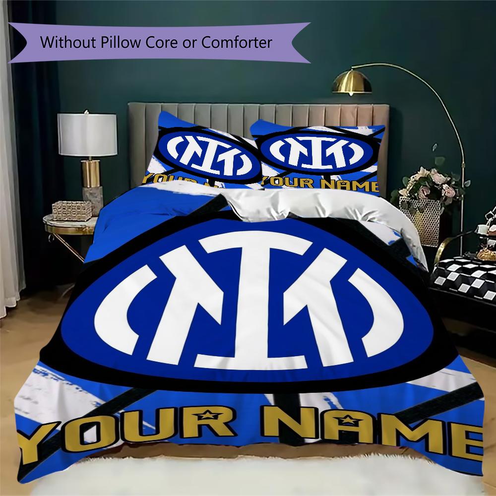Set Copripiumino con Nome Personalizzato e Motivo Inter Milan Federa Decorazione per la Casa Regalo di Compleanno (1* copripiumino+2*federe senza imbottitura)
