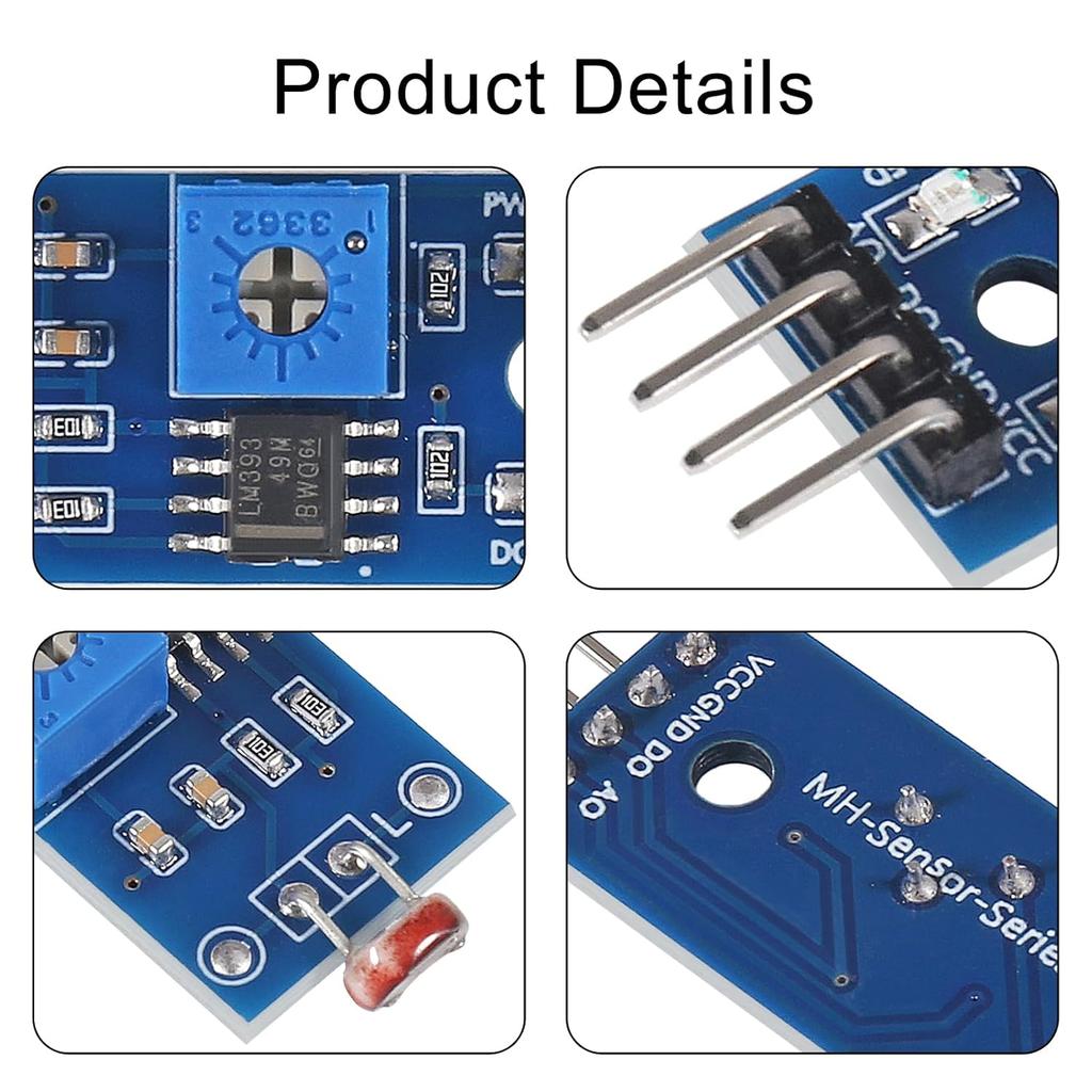 10pcs 5MM LDR Photosensitive Sensor Module Light Dependent Resistor Sensor Module Digital Light Detection LM393 3 pins for Arduino