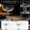 Commemorative 250 Years of Freedom Etched Crystal Champagne Coupe Glass Featuring Historic Rowing Scene and Anniversary Dates 1776 To 2026
