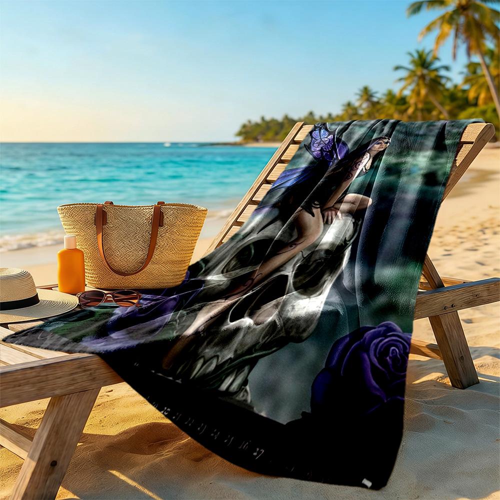 Gothic Style Beach Towel Soft Durable Quick-Dry Comfortable Lightweight Portable for Swimming,Beach,Camping, Travel, Beach Accessories,Gym