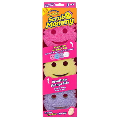 Scrub Daddy Scrub Mommy - Dish Scrubber + Non-Scratch Cleaning Sponge for Kitchen, Bathroom + Multi-Surface - Double-Sided Dish Sponge (3-Pack) - Onli
