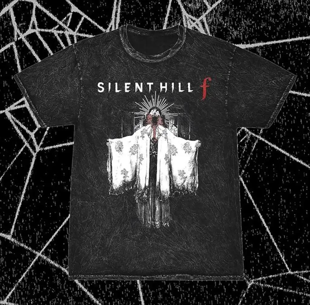 Classic Game Tees Vintage Washed Silent Hill F Horror GameGraphic Print Enthusiast Psychological Fans Tee Men Women Cotton Top