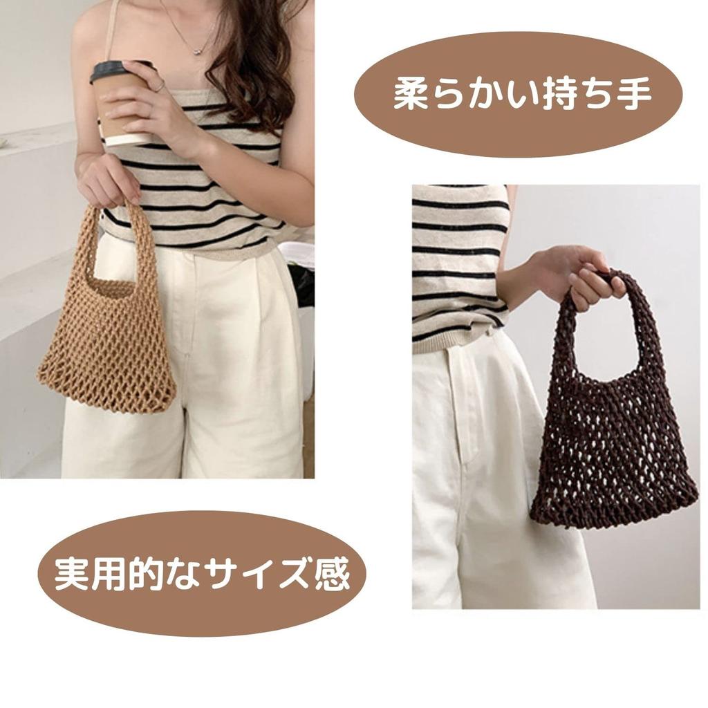 Lakeruta Handgewebte Mini-Handtasche, Strohgeflechtkorb, Damen-Pouch, Smartphone-Pouch, Lässig, Ausflug, Reise-Tote (Braun)