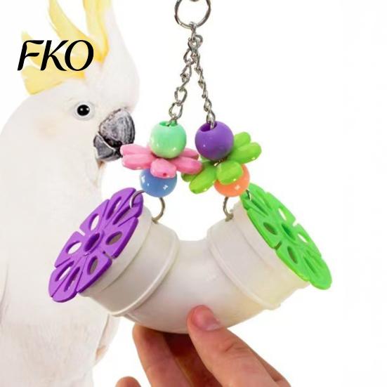 Parrot Anxiety Relief Toy Foraging Tube Toy, Bird Chewing Enrichment Colorful Cage Accessories for Budgie Parakeet Cockatiel