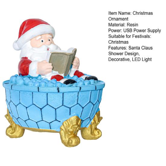 Yousheng Christmas Ornament Santa Claus Shower Design LED Night Light Resin Craft Figure Living Room Desktop Ornament