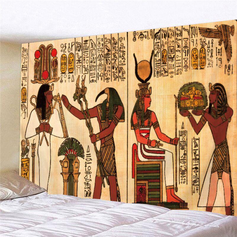 Vintage Ägyptische Göttin Wandteppich Altes Papyrus Hieroglyphen Flügel Sonne Antike Zivilisation Raum Hängendes Tuch Dekor
