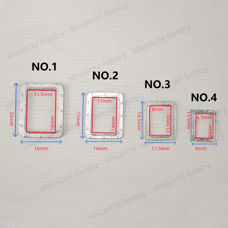 12PCS Alloy Square Porthole w PVC Lens Model Miniature Boat Windows Length 20/17/14.5/11.5mm for Simulated Ship Decorative Parts
