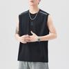 Updated Summer Vest for Men Round Neck Bright Thread Embroidered Sleeveless T-shirt Vintage Style Relaxed Fit Shoulder
