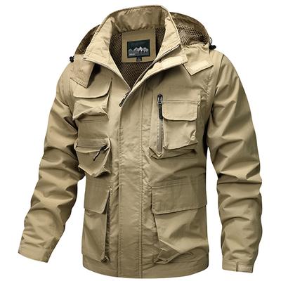 Herren Frühling und Herbst Übergröße Jacke Abnehmbare Ärmel Jacke Herrenjacke