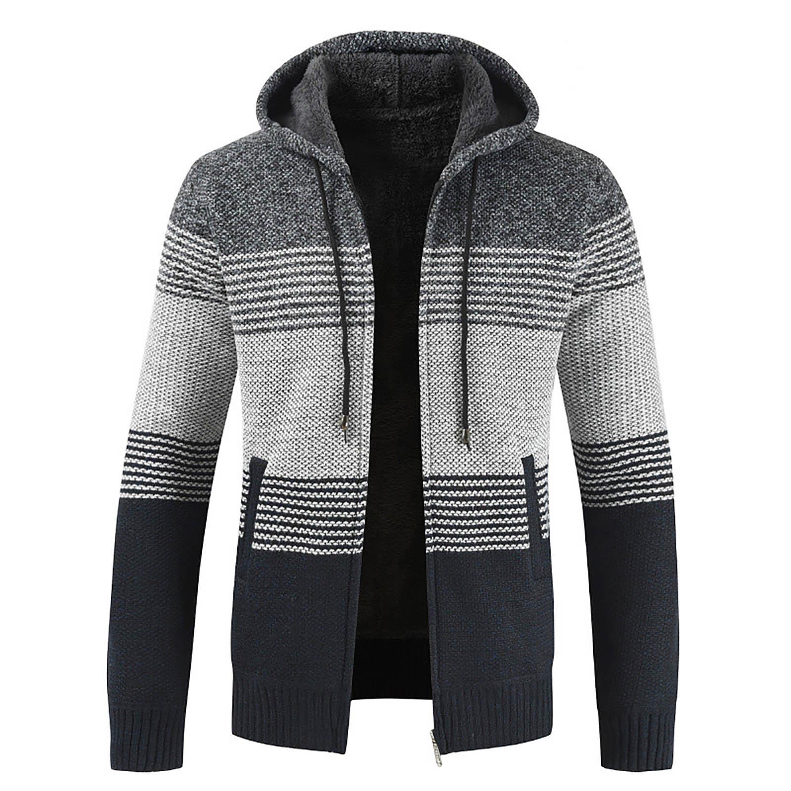 

And Winter Men s Fashion Loose Cardigan Warm Lapel Hooded Jacket Sweater XXL