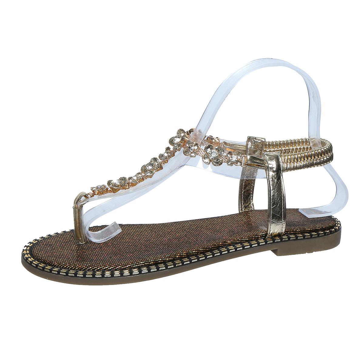 

Сандалии женские с клипсой Feng Shui 2024 года, летние, на плоской подошве, для студентов, в римском стиле, с мягкой подошвой 42