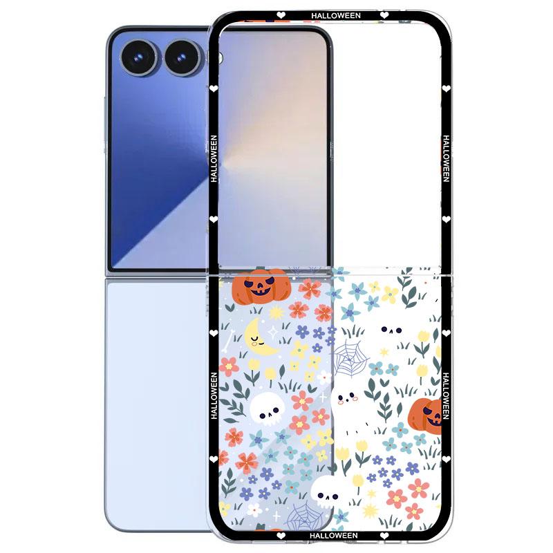 Fashionable Halloween Pumpkin Ghost Phone Case for Samsung Galaxy Z Flip6 Flip7 for Z Flip 7 6 5 4 3 Folding Clear Hard Cover