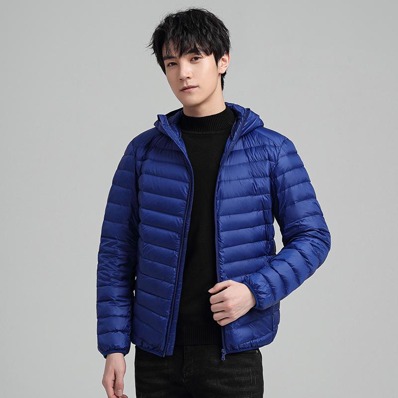 Men's Hooded Lightweight Warm Winter Down Jacket - Trendy Outerwear with White Duck Down