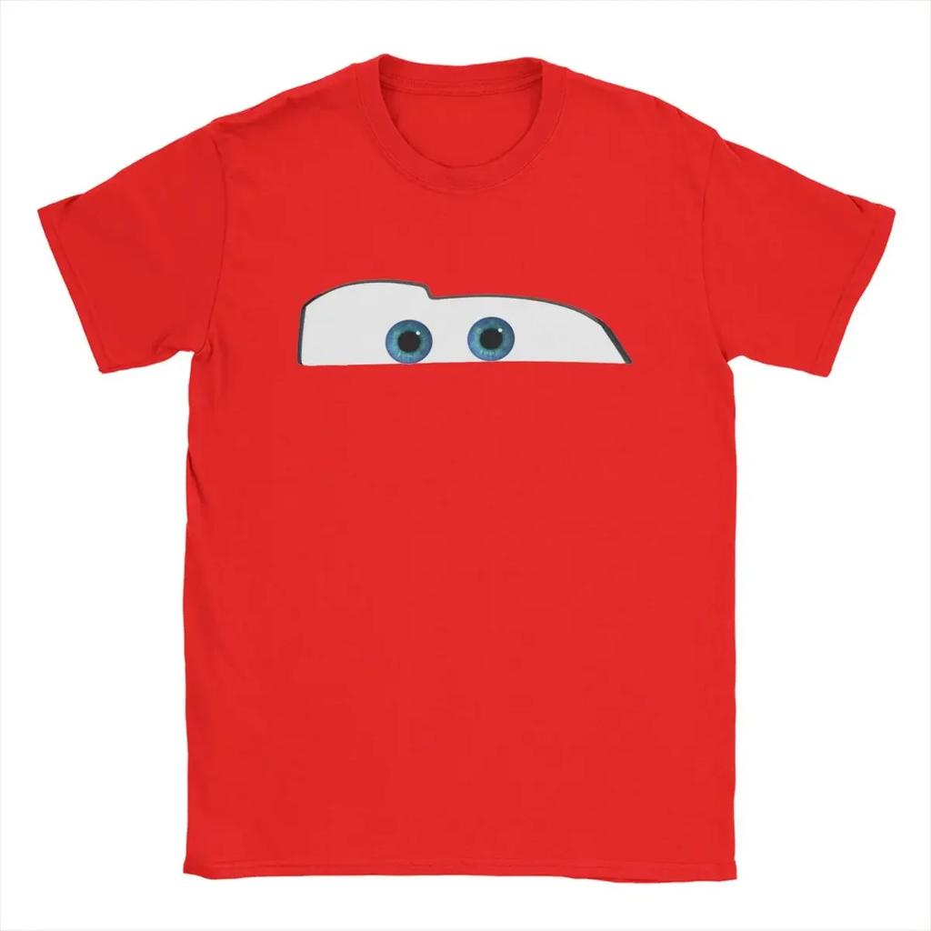 Unique Clothing Lightning McQueen Eyes T-Shirts for Casual Pure Cotton Tee Shirt Round Collar Short Sleeve T Shirts harajuku