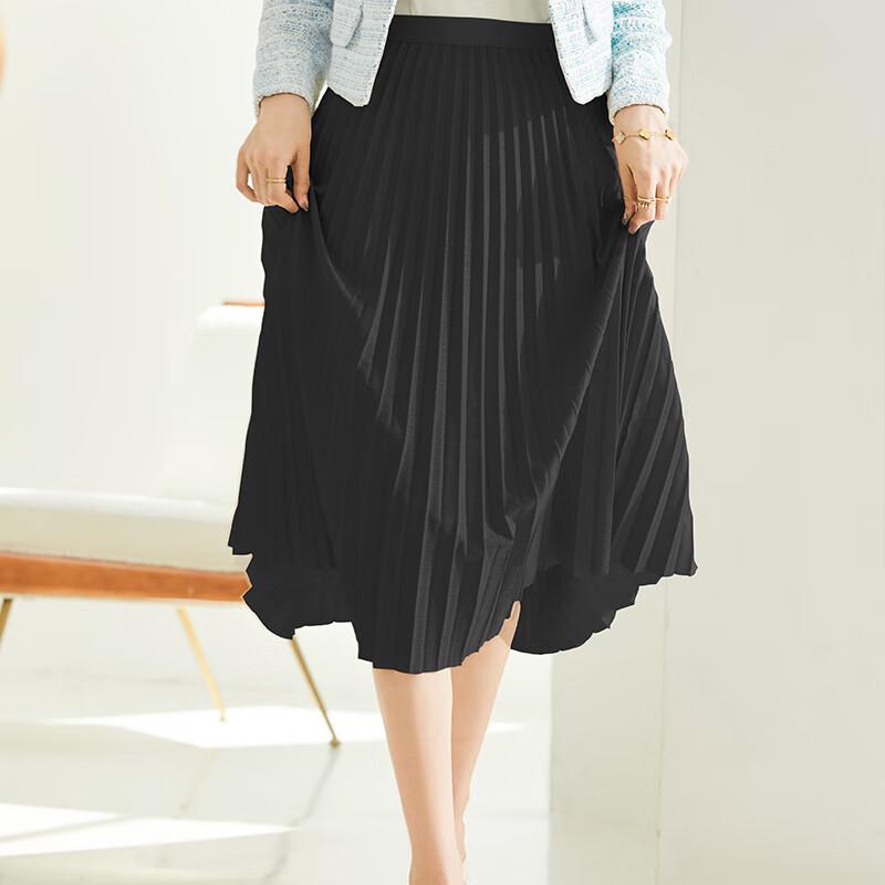 

VICTORIA&VERA Elegant Twill Flocking Pleated Midi Skirt XL