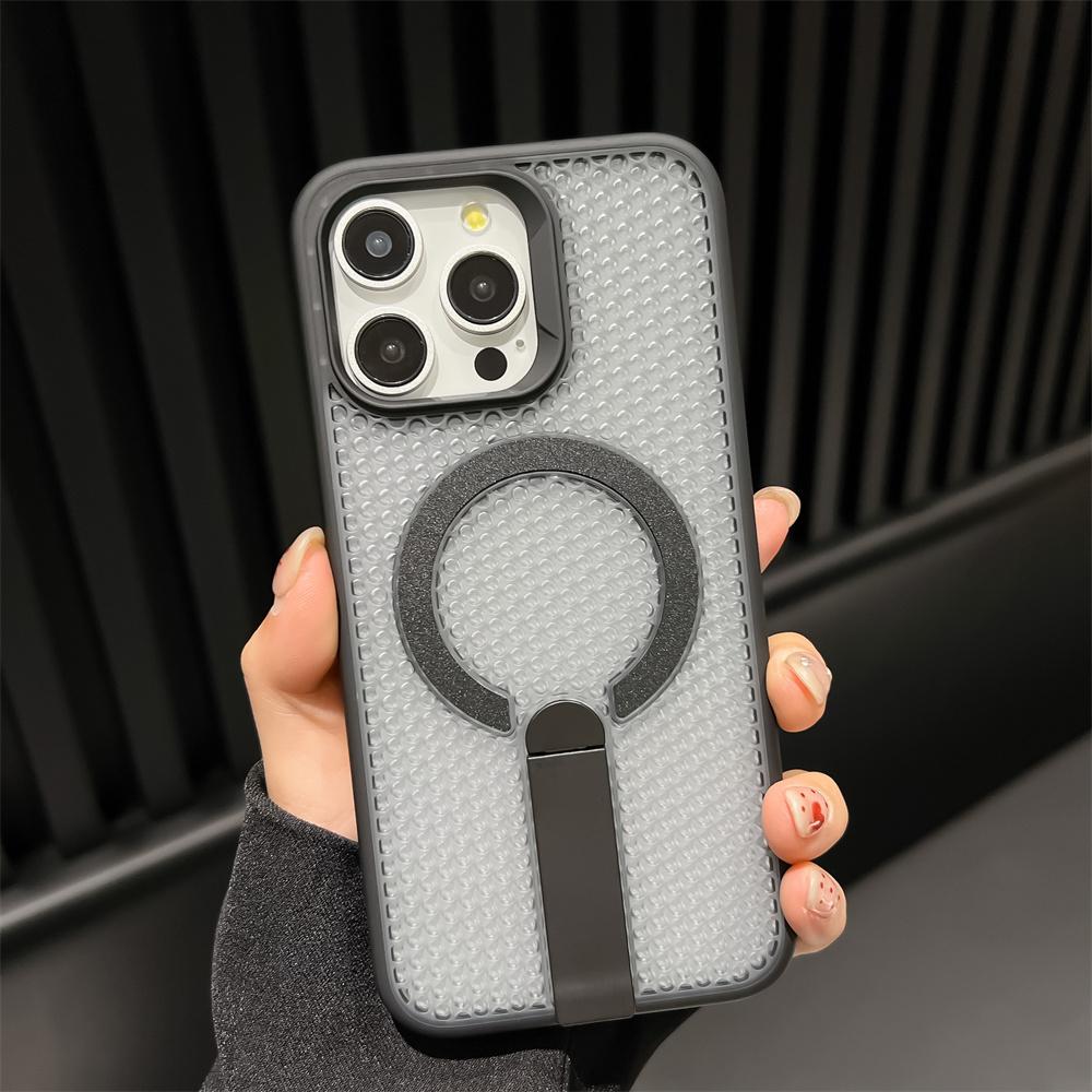 Heat Dissipation For Magsafe Magnetic Bracket Case For iPhone 17 Air 16 E 15 14 Plus 13 12 Pro Max 11 XR Breathable Stand Cover