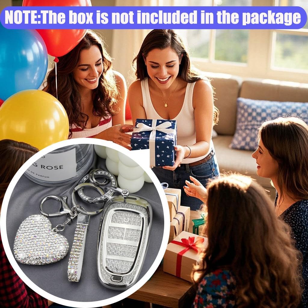 Key Fob Cover With Diamond Keychain Fit For Hyundai Car Key Holder Case Compatible With Hyundai     Sonata Santa Fe Tucson Smart Remote Key