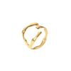 Korean Style 18K Gold Stainless Steel Adjustable Wave Ring for Women