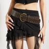Rivet Leather Punkinspired Belt With Double Row Stitching Urban Style Outfits