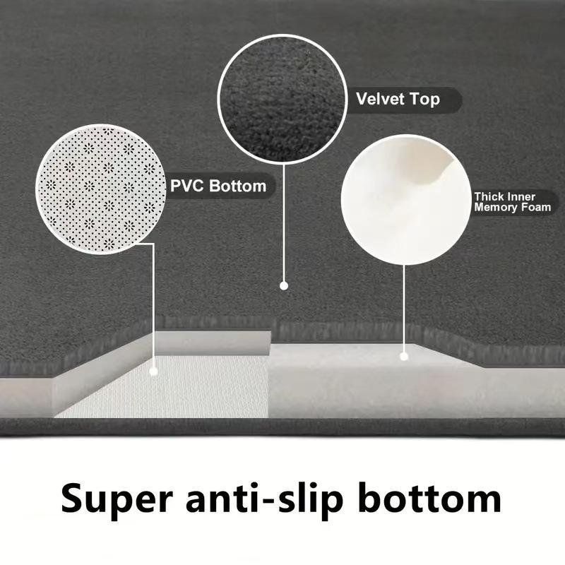 Coral Fleece Long Hair Absorbent Bathroom Mat Furry Shower Room Foot Wiping Mat Toilet Non-slip Mat Entrance Mat