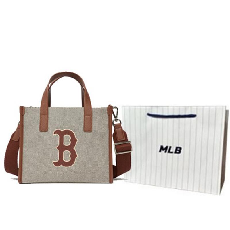 New MLB Boston Red Sox Polyester Tote Bag Shopping Bag Boston Portable Crossbody Bag Shoulder Bag Small Size Unisex Brown 3AORS062N-43BRD