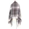 Excellent Brunello Cucinelli Shawl Large Checked Fringed Scarf Gray White Alpaca Women Used