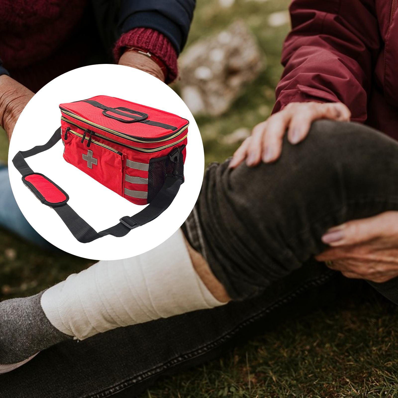 

First Aid Bag,Carry Case,Red,Adjustable Strap Pouch Storage Bag Emergency Kits Organizer for Office